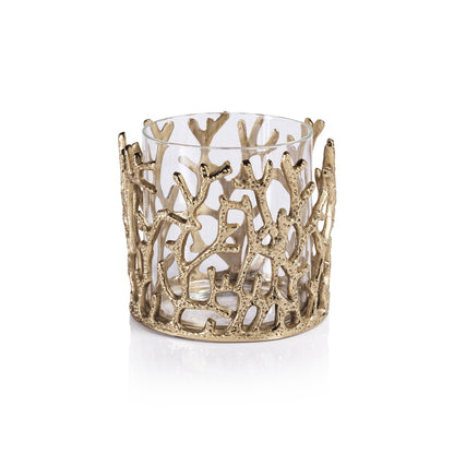 Coral Sea Brass Vase / Hurricane with Glass Insert - Candle Holders by Carlyle Avenue