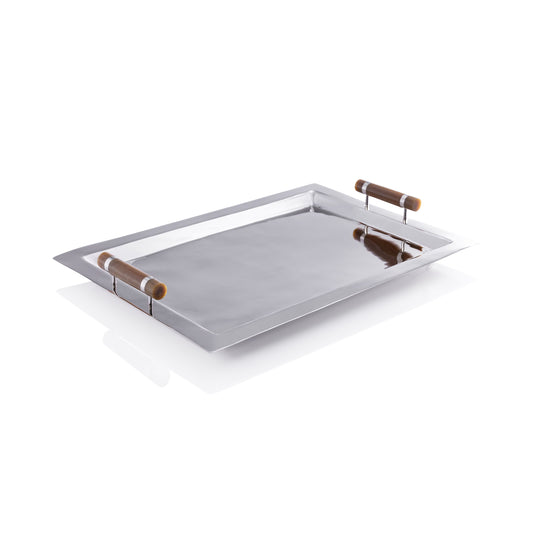Spiga Serving Bar Tray - Nickel & Amber - Barware by Carlyle Avenue