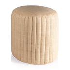 Fontainebleau Oval Fluted Raffia Ottoman in natural woven raffia with tailored vertical fluting for added dimension.