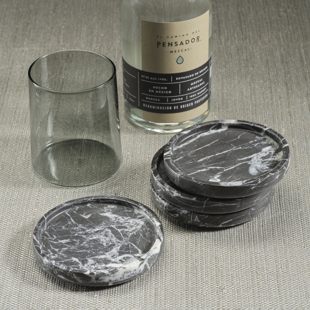 Marble Coaster - Set of 4 - Black Marquino