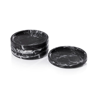 Marble Coaster - Set of 4 - Black Marquino - Barware by Carlyle Avenue