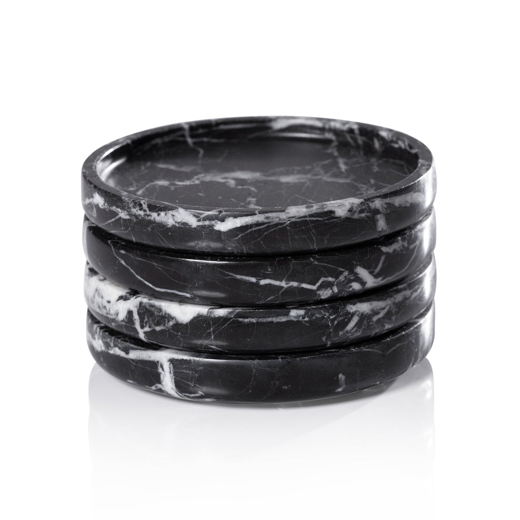 Marble Coaster - Set of 4 - Black Marquino - Barware by Carlyle Avenue