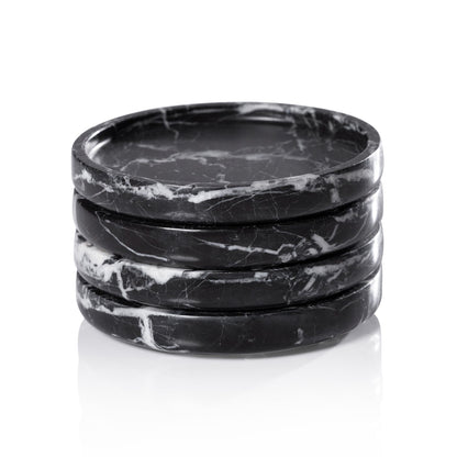 Marble Coaster - Set of 4 - Black Marquino - Barware by Carlyle Avenue