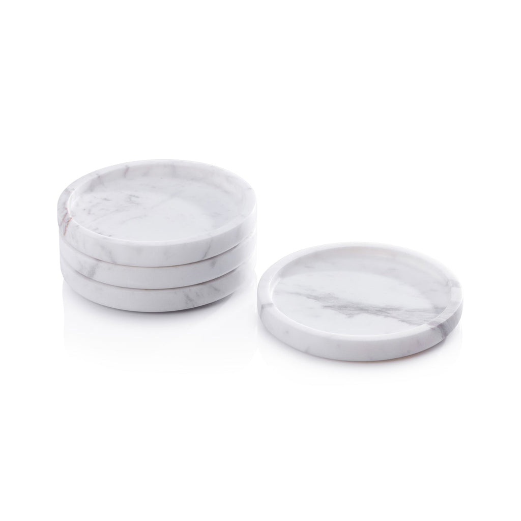 Marble Coaster - Set of 4 - Volakas White - Barware by Carlyle Avenue