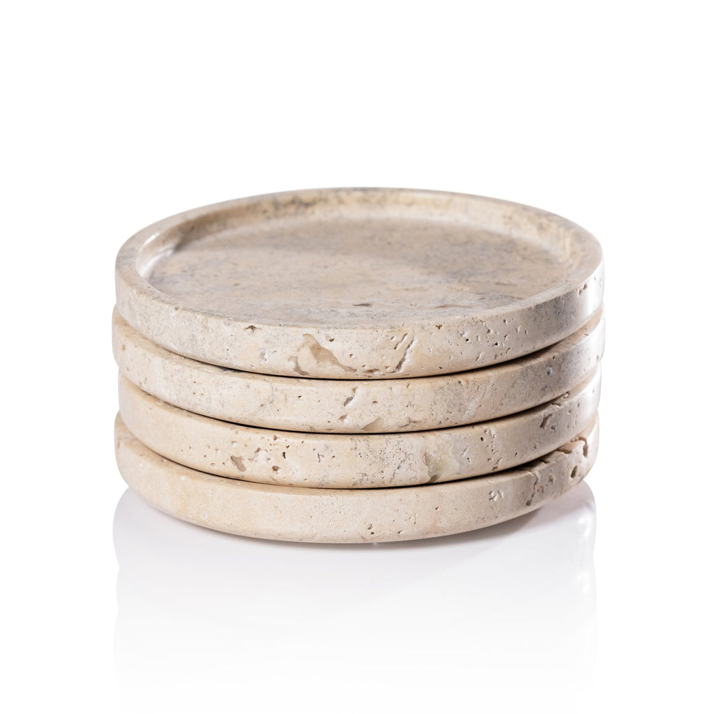 Marble Coaster - Set of 4 - Travertine - Barware by Carlyle Avenue