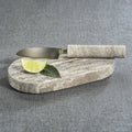 Marble Cutting Board with Cutting Knife - Travertine - Kitchenware by Carlyle Avenue