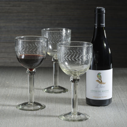 Tuscan Handmade Etched Glass Wine Goblet - Drinkware by Carlyle Avenue