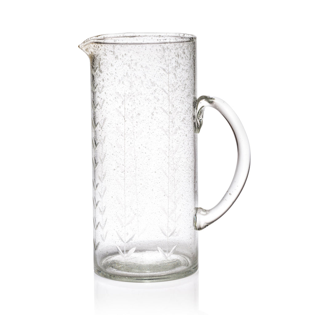Tuscan Handmade Etched Glass Pitcher - Drinkware by Carlyle Avenue