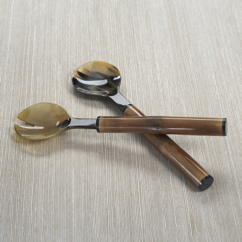 Bamboo and Horn Salad Server Set - Small - Serveware by Carlyle Avenue