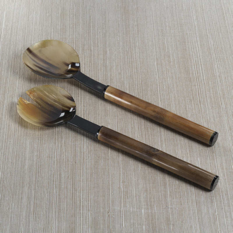 Bamboo and Horn Salad Server Set - Large - Serveware by Carlyle Avenue