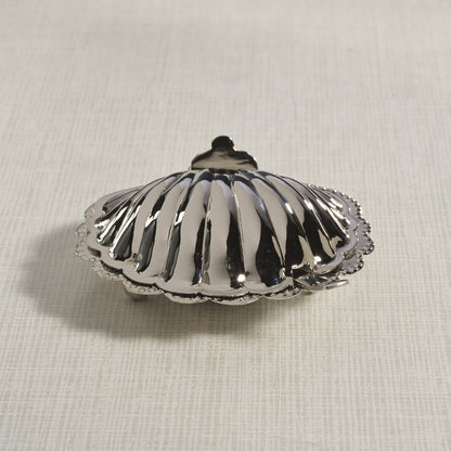 Cap Ferrat Fan Shell Lidded Bowl with Spoon - Polished Nickel - CARLYLE AVENUE