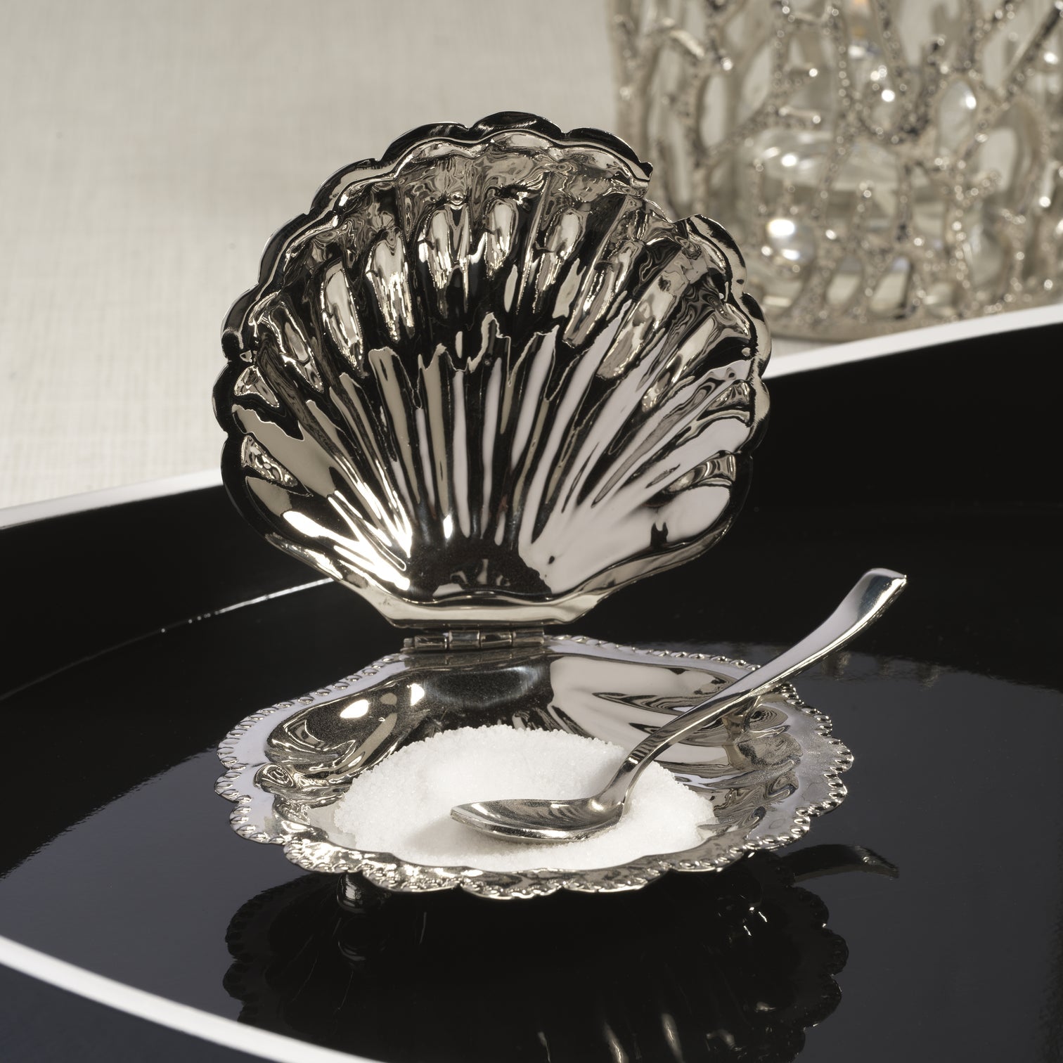 Cap Ferrat Fan Shell Lidded Bowl with Spoon - Serveware by Carlyle Avenue