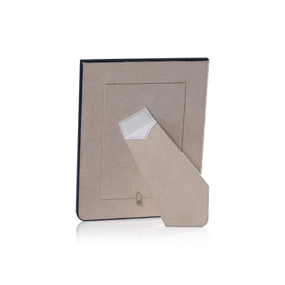 Nappa Leather Photo Frame - White & Navy - Picture Frames by Carlyle Avenue
