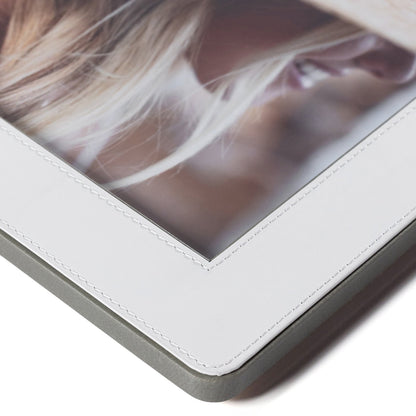 Nappa Leather Photo Frame - White & Gray - Picture Frames by Carlyle Avenue