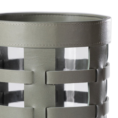 Nappa Woven Leather Glass Vase / Hurricane - Sage - Candle Accessories by Carlyle Avenue