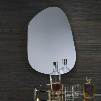 Contour Iron Wall Mirror - Dark Oak 31.5" - Wall Mirror by Carlyle Avenue