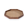 The Marais Tray crafted from solid mango wood with rattan inlay, showcasing an octagonal shape and artisanal quality.