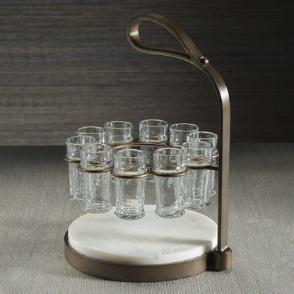 Tequilero 10 Shot Tequila Set with Marble Cutting Board - Gold - CARLYLE AVENUE