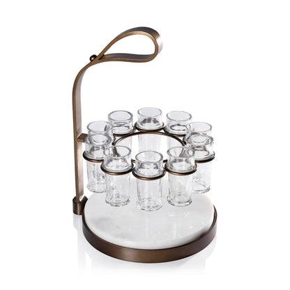 Tequilero 10 Shot Tequila Set with Marble Cutting Board - Gold - CARLYLE AVENUE