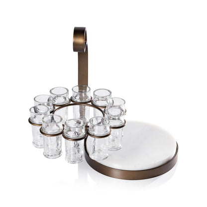 Tequilero 10 Shot Tequila Set with Marble Cutting Board - Gold - CARLYLE AVENUE