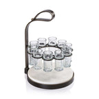 Tequilero 10 Shot Tequila Set with Marble Cutting Board - Dark Bronze