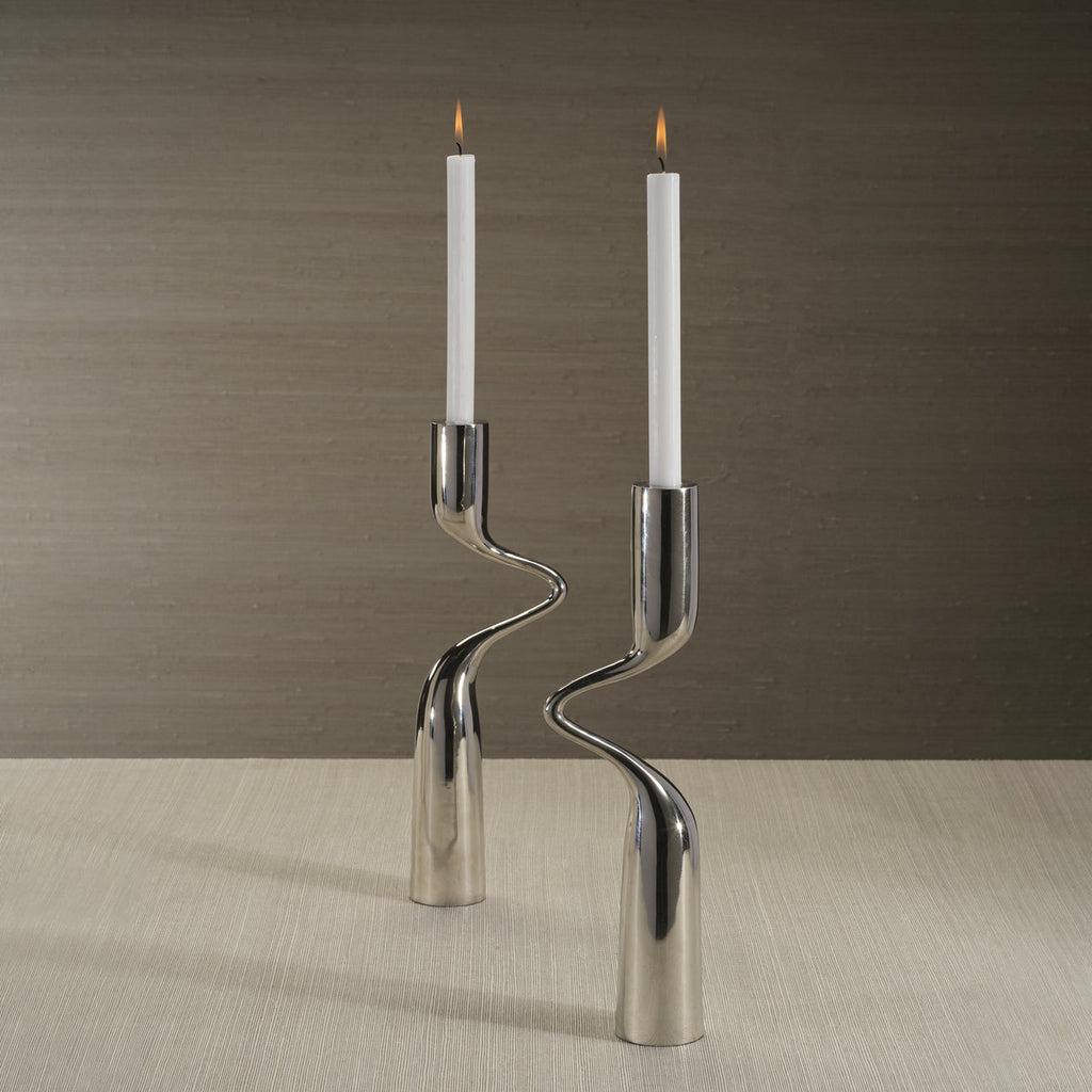 Liaison Candle Holder - Polished Nickel - Candle Holders by Carlyle Avenue