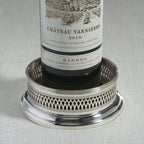 Sommelier's Edge Wine Bottle Coaster - Silver Plated w/ Wood Base - Coasters by Carlyle Avenue