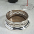 Sommelier's Edge Wine Bottle Coaster - Silver Plated w/ Wood Base - Coasters by Carlyle Avenue