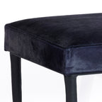 Corviglia Hair On Hide Leather Stool with Forged Iron Base - Navy - CARLYLE AVENUE