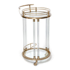 Opus Round Bar Cart / Trolley - Small featuring brushed brass frame and mirrored glass tiers.