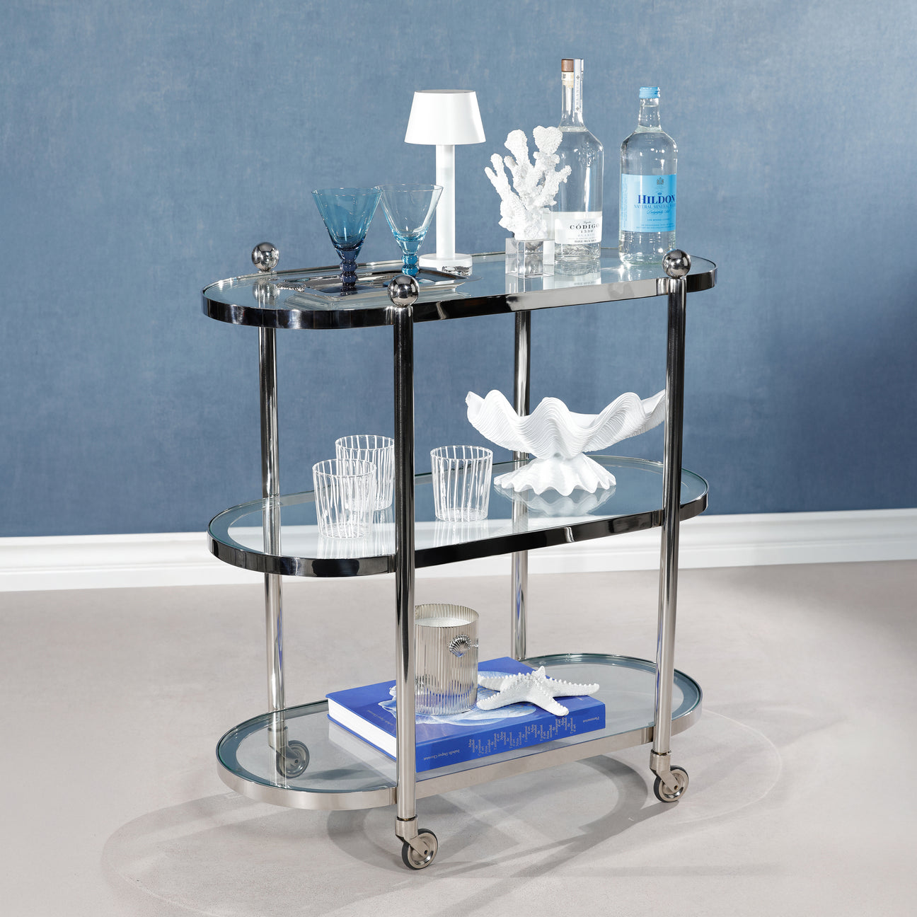 Oval Round Bar Cart / Trolley