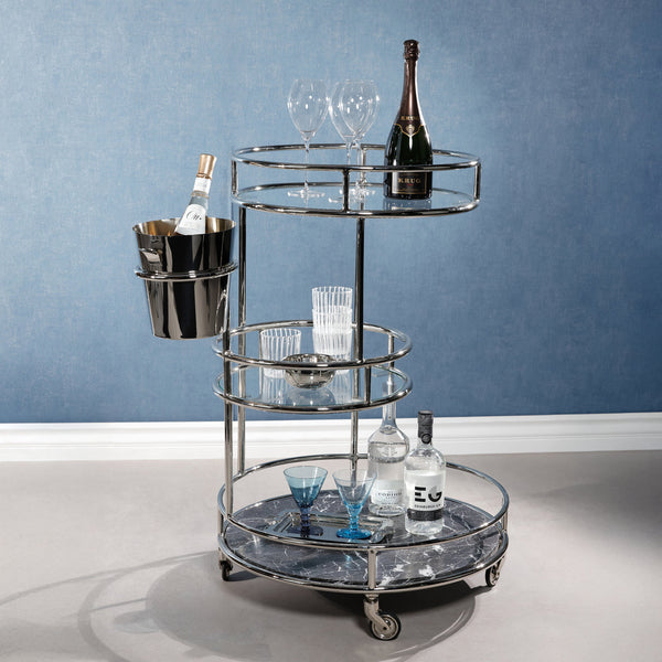 Paradise Cove Three-Tier Bar Cart w/ Champagne Bucket