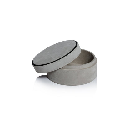 Arden Suede Leather Round Box - CARLYLE AVENUE