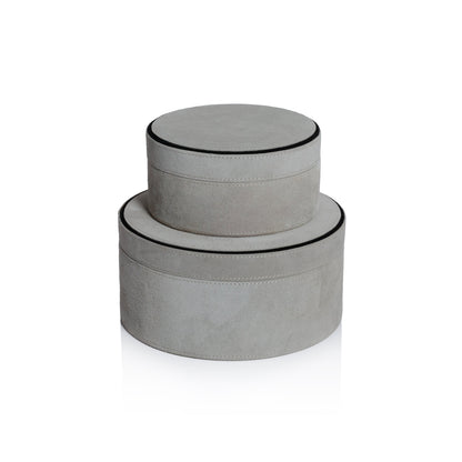 Arden Suede Leather Round Box - CARLYLE AVENUE