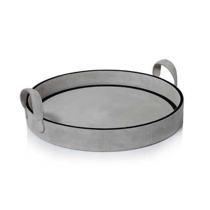 Arden Suede Leather Round Serving Tray