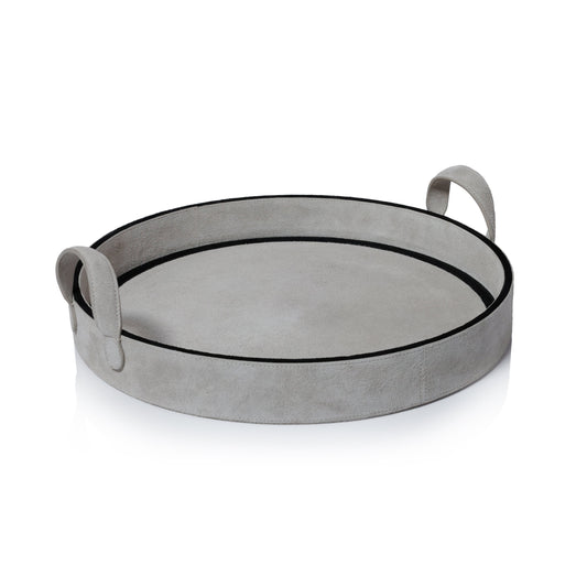 Arden Suede Leather Round Serving Tray