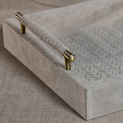 Arden Suede Leather Tray with Brass Handles