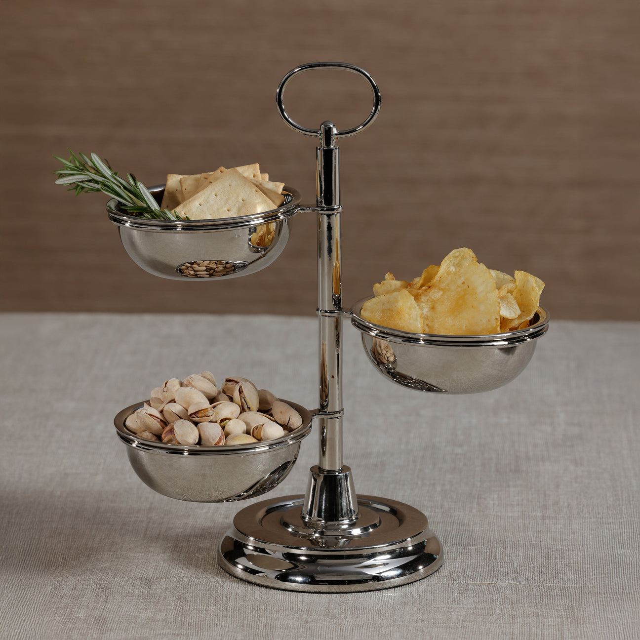 3-Tier Alloy Condiment Set - Polished Nickel