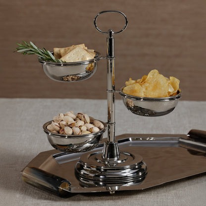 3 Tier Metal Condiment Set- Polished Nickel - CARLYLE AVENUE