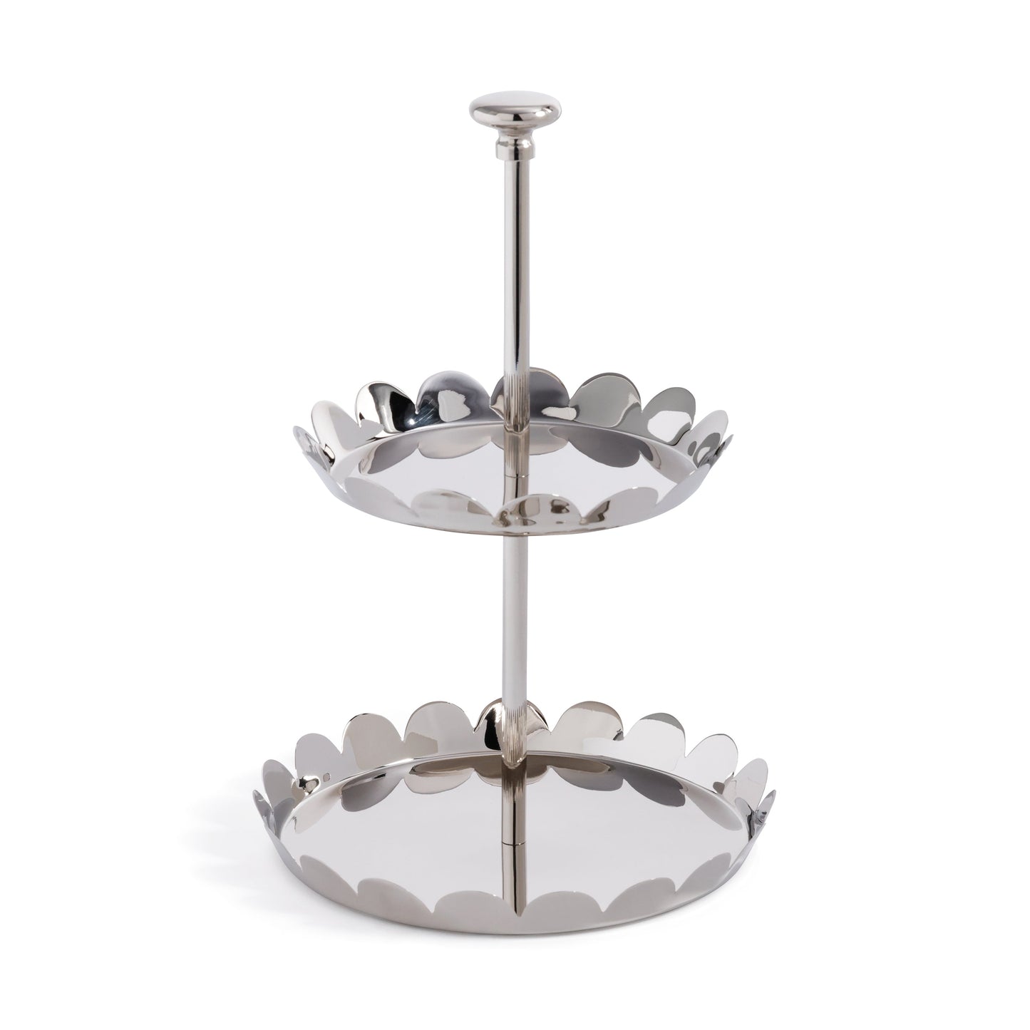 Scalloped Alloy Tray - 2-Tier - Polished Nickel