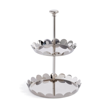 Scalloped Alloy Tray - 2-Tier - Polished Nickel