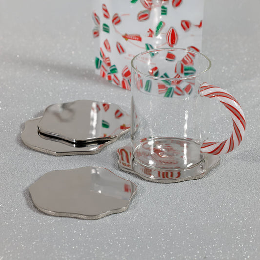 Lina Metal Coaster - Polished Nickel - Set of 4
