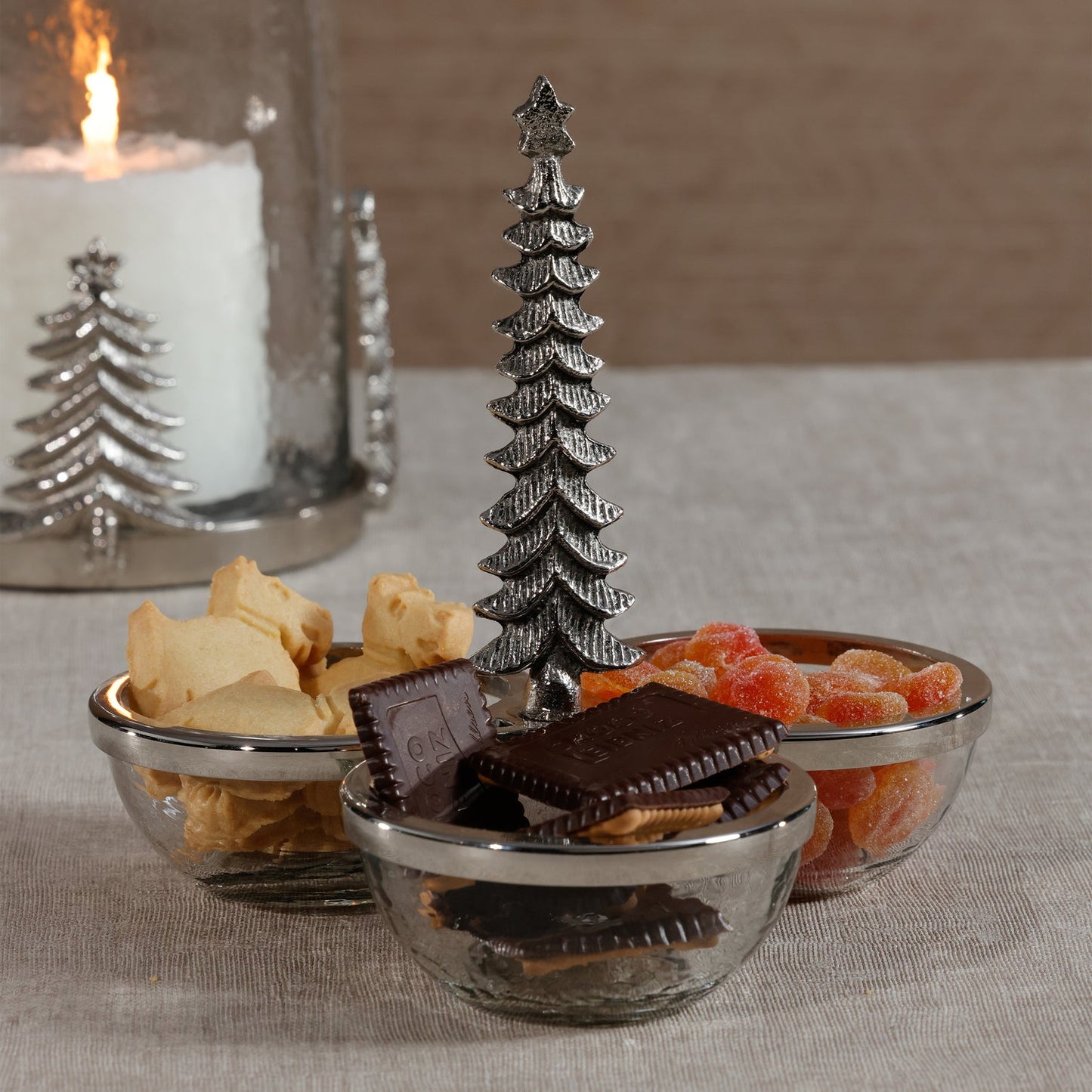 Forêt d’Hiver Glass and Metal Trio Condiment Set