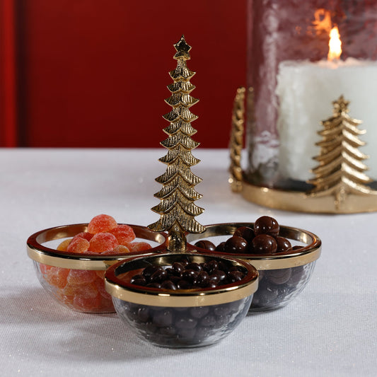 Forêt d’Hiver Glass and Metal Trio Condiment Set