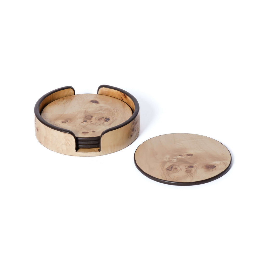 Valberg Burl Veneer Round Coaster Set - Coasters by Carlyle Avenue