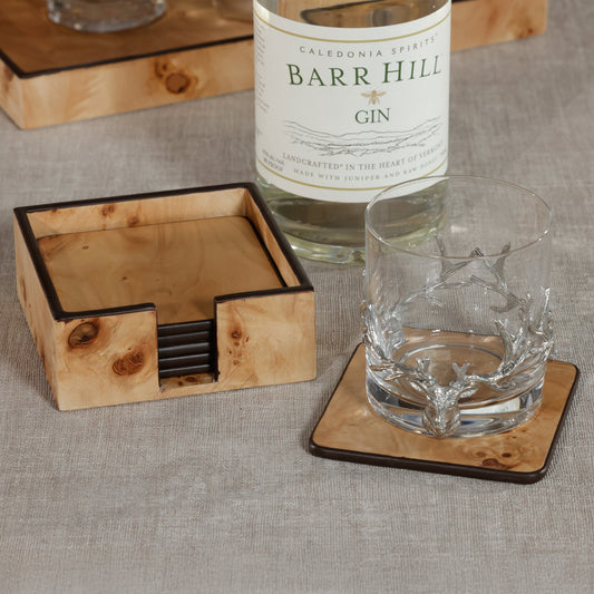 Valberg Burl Veneer Square Coaster Set of 6