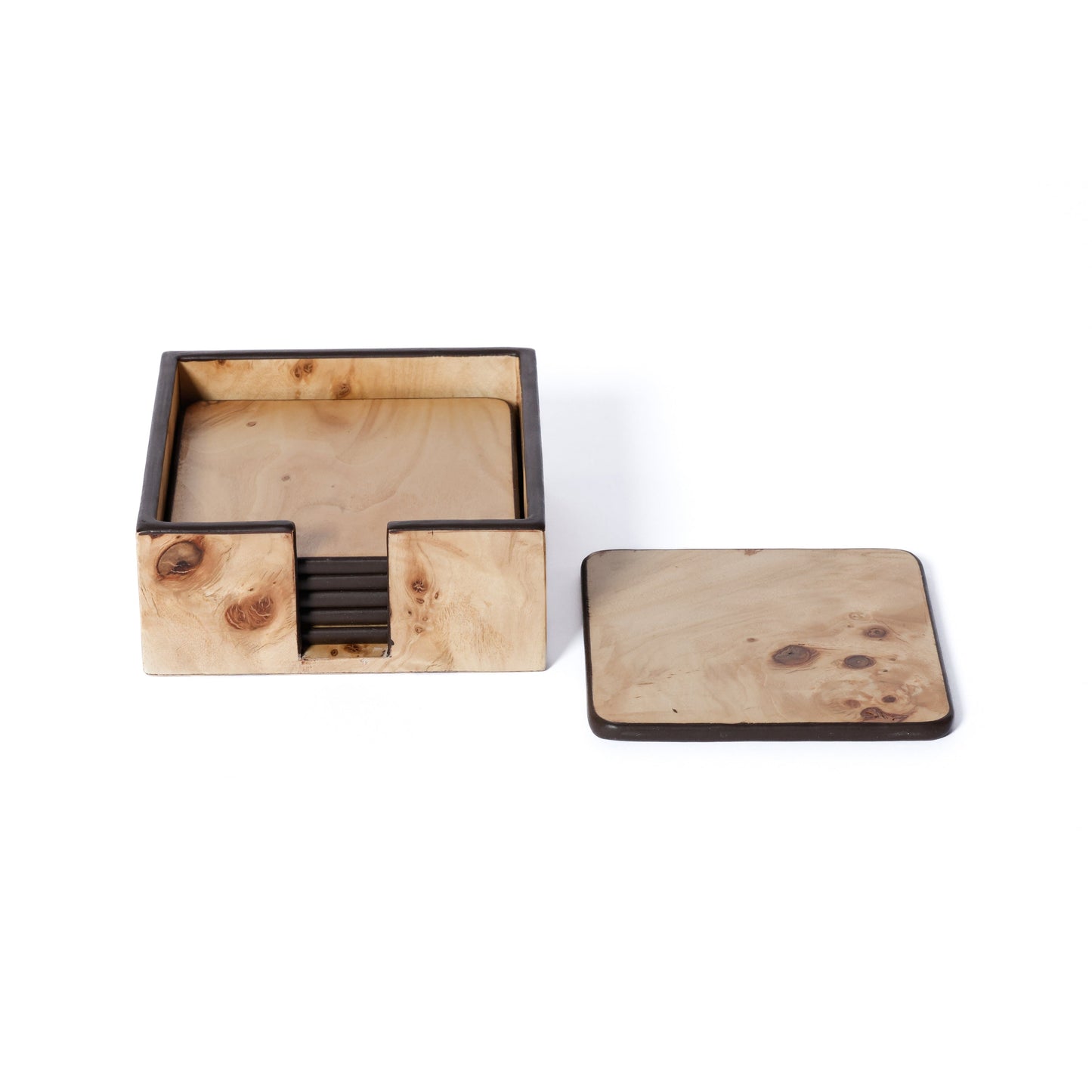 Valberg Burl Veneer Square Coaster Set of 6