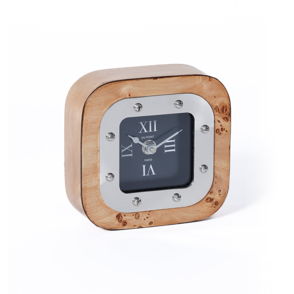 Valberg Burl Veneer Tabletop Clock - Decorative Accessories by Carlyle Avenue