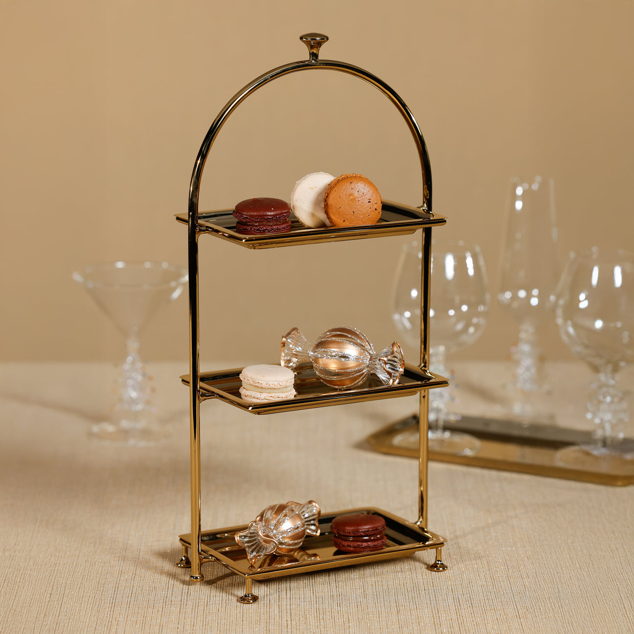 High Tea 3-Tier Stand - Polished Gold – CARLYLE AVENUE