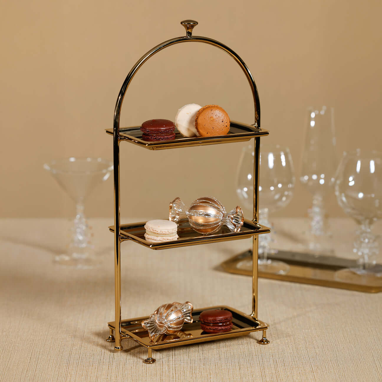 High Tea 3-Tier Stand - Polished Gold - Trays by Carlyle Avenue